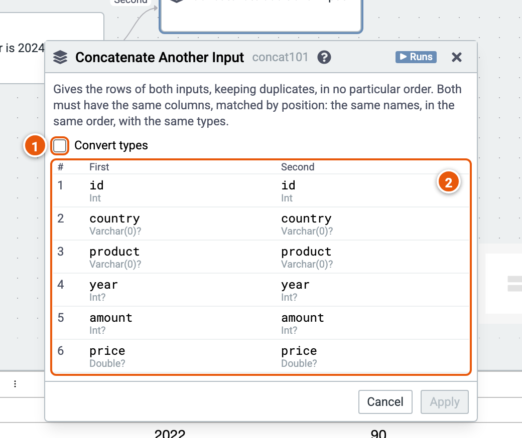 The Concatenate Another Input editor, its inputs numbered