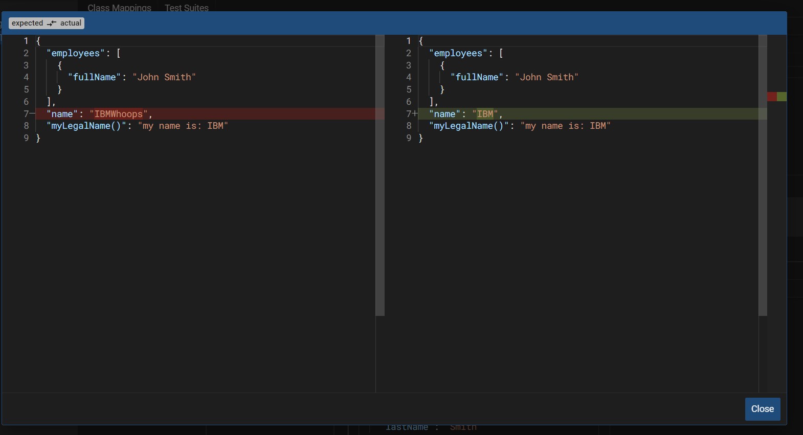 Mapping Test - Failing Test Diff